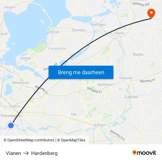 Vianen to Hardenberg map