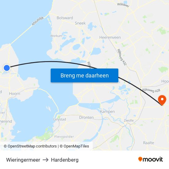 Wieringermeer to Hardenberg map