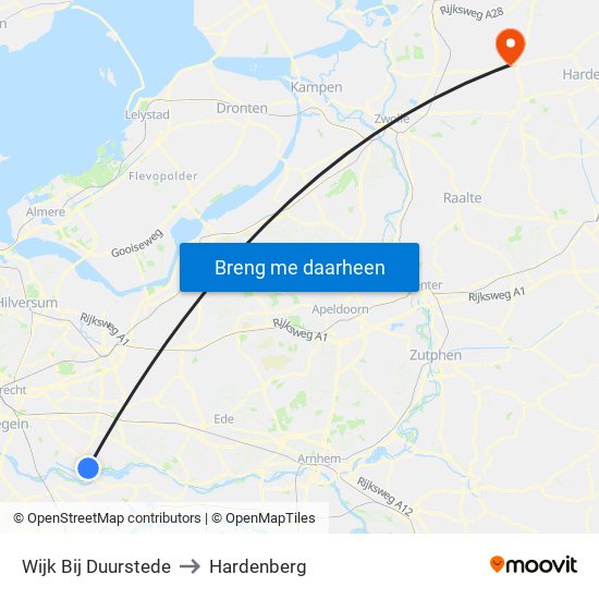 Wijk Bij Duurstede to Hardenberg map