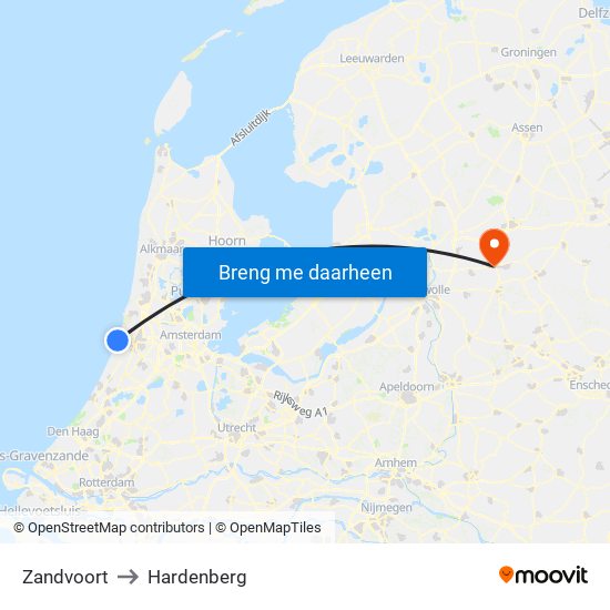 Zandvoort to Hardenberg map