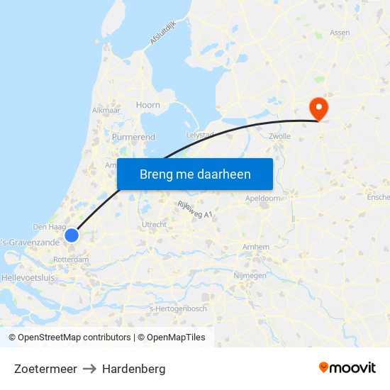 Zoetermeer to Hardenberg map