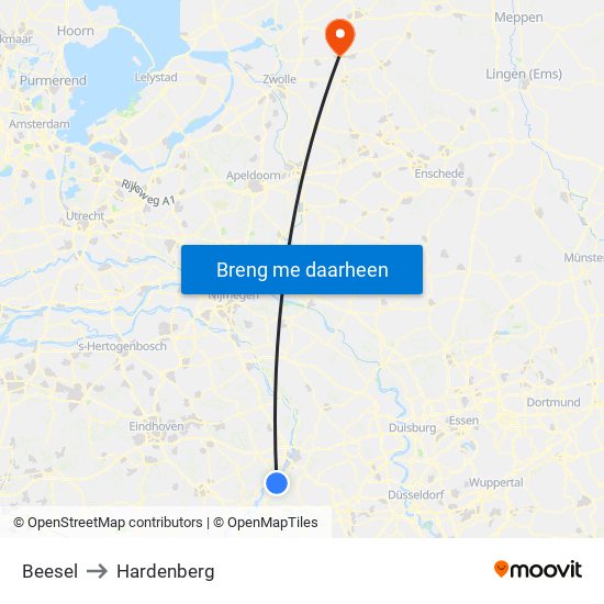 Beesel to Hardenberg map