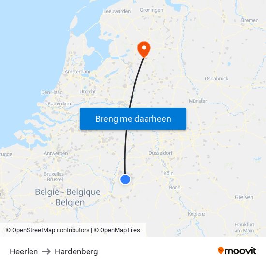 Heerlen to Hardenberg map