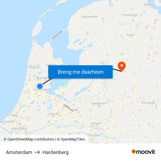 Amsterdam to Hardenberg map