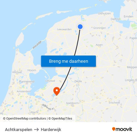 Achtkarspelen to Harderwijk map