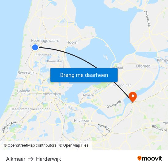 Alkmaar to Harderwijk map