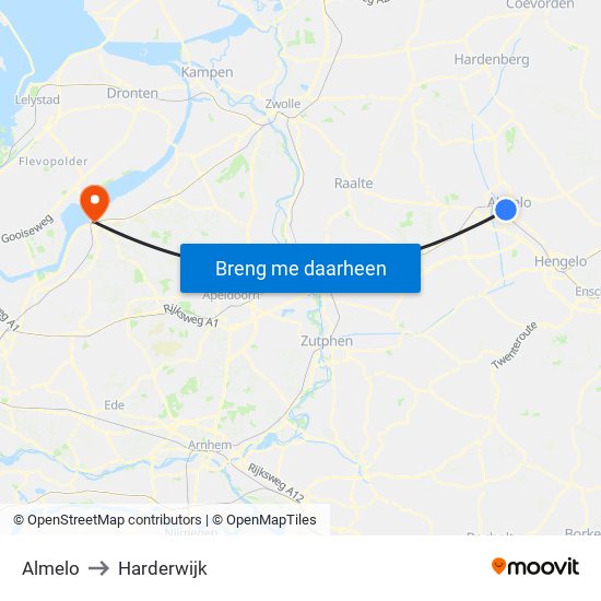 Almelo to Harderwijk map