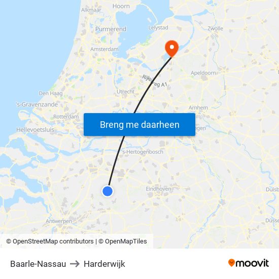 Baarle-Nassau to Harderwijk map