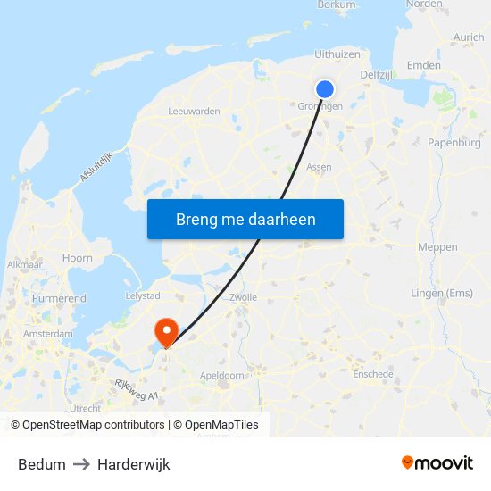 Bedum to Harderwijk map