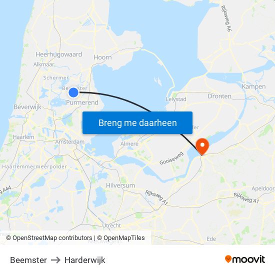 Beemster to Harderwijk map