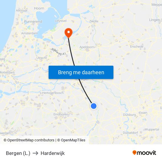 Bergen (L.) to Harderwijk map