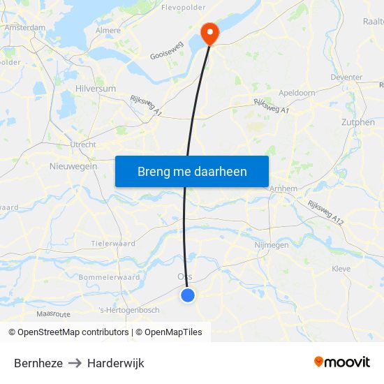 Bernheze to Harderwijk map