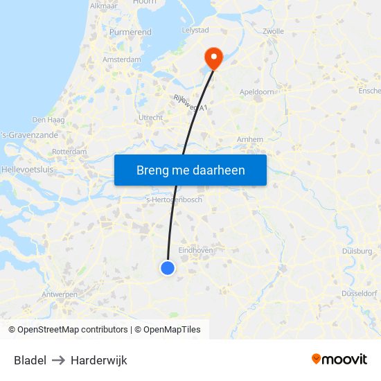 Bladel to Harderwijk map