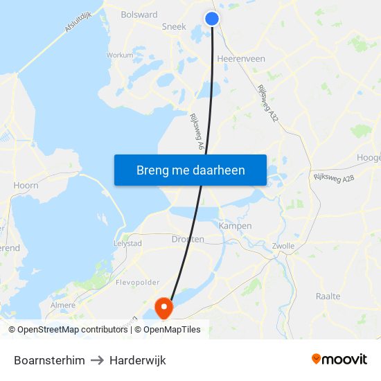 Boarnsterhim to Harderwijk map