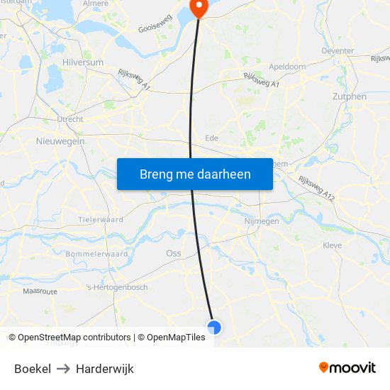 Boekel to Harderwijk map