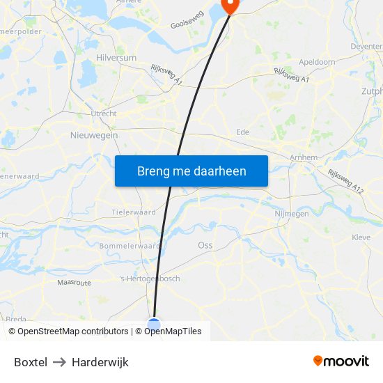 Boxtel to Harderwijk map