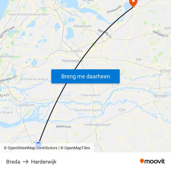 Breda to Harderwijk map