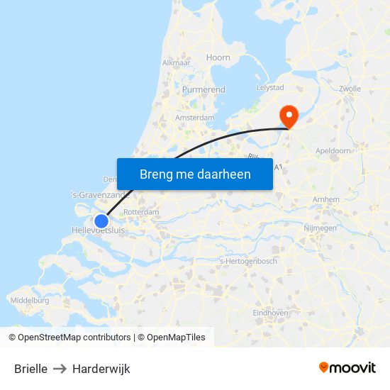 Brielle to Harderwijk map