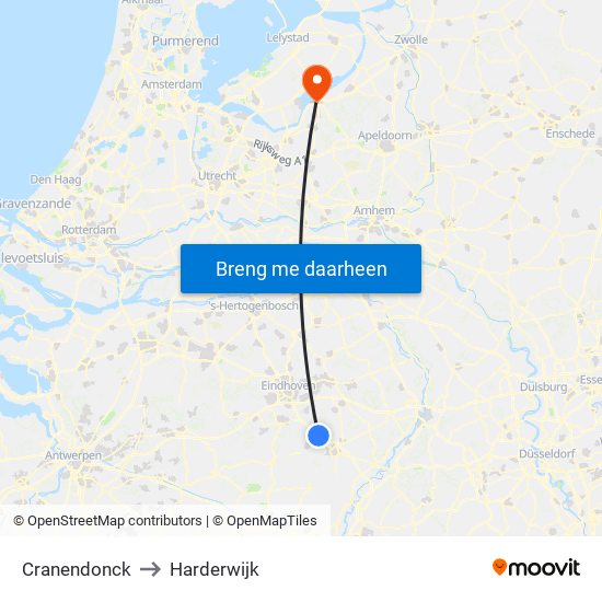 Cranendonck to Harderwijk map