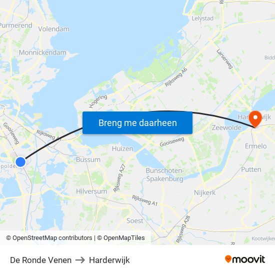 De Ronde Venen to Harderwijk map
