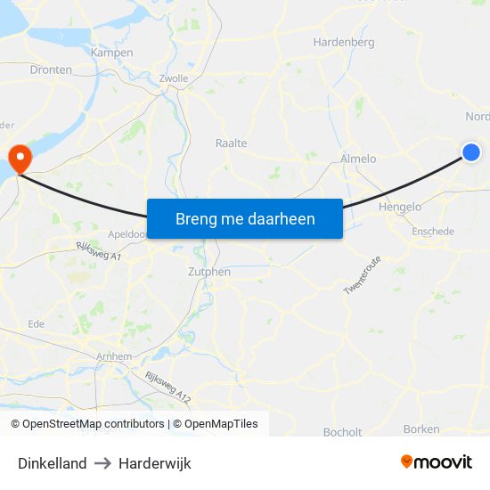 Dinkelland to Harderwijk map