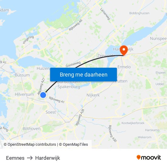 Eemnes to Harderwijk map