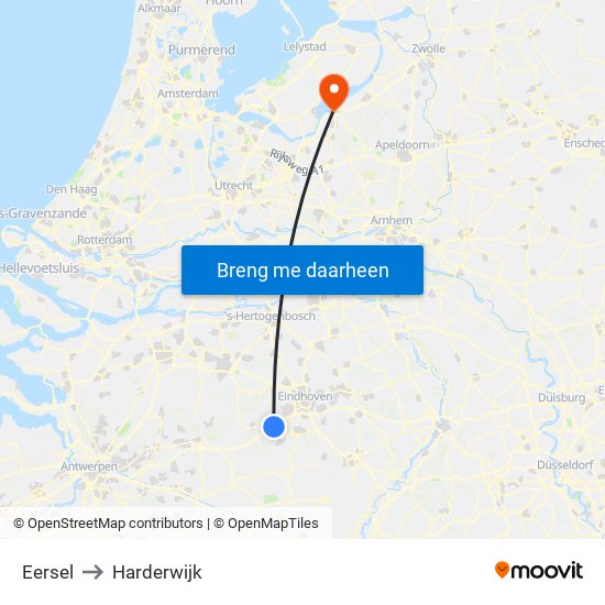 Eersel to Harderwijk map