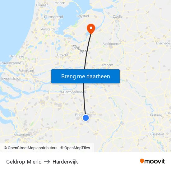 Geldrop-Mierlo to Harderwijk map
