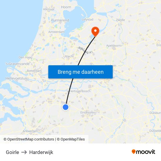 Goirle to Harderwijk map