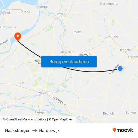 Haaksbergen to Harderwijk map