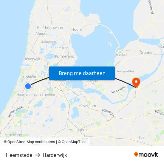Heemstede to Harderwijk map