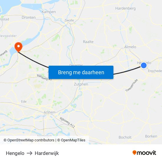 Hengelo to Harderwijk map