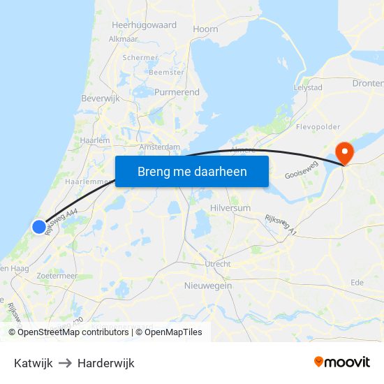 Katwijk to Harderwijk map