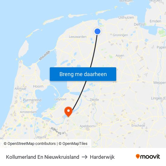 Kollumerland En Nieuwkruisland to Harderwijk map