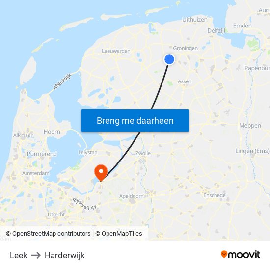 Leek to Harderwijk map