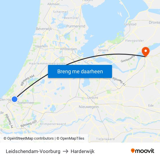 Leidschendam-Voorburg to Harderwijk map