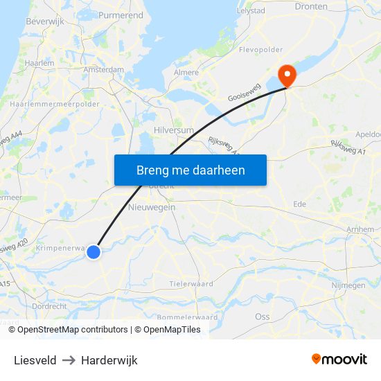 Liesveld to Harderwijk map