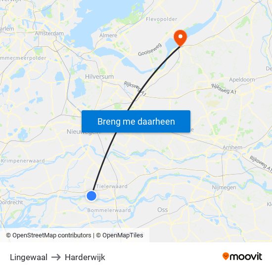 Lingewaal to Harderwijk map