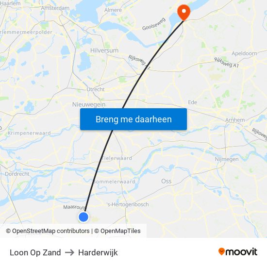 Loon Op Zand to Harderwijk map