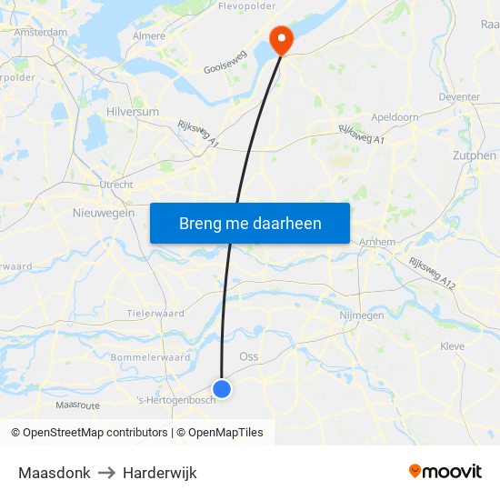 Maasdonk to Harderwijk map
