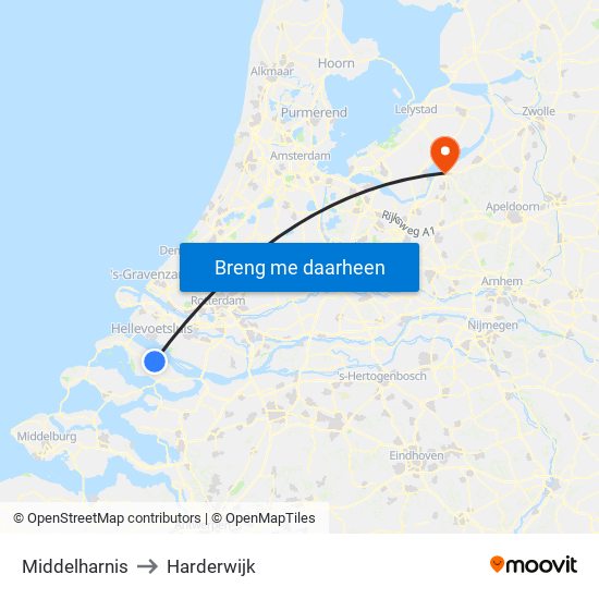 Middelharnis to Harderwijk map