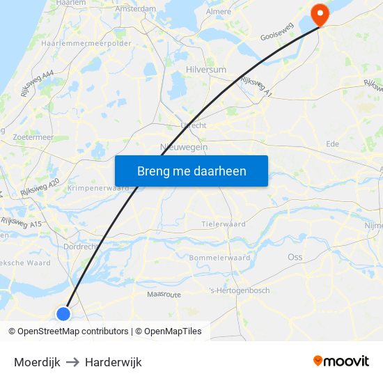 Moerdijk to Harderwijk map