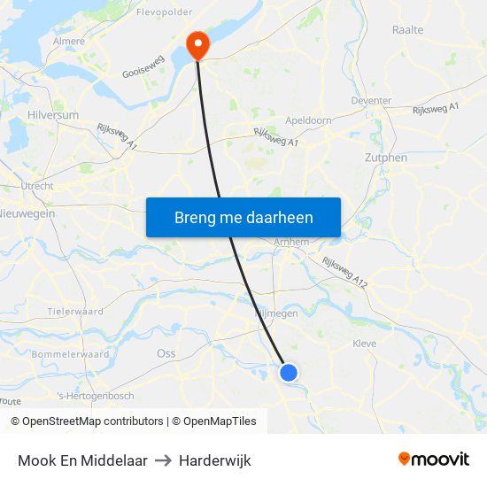 Mook En Middelaar to Harderwijk map