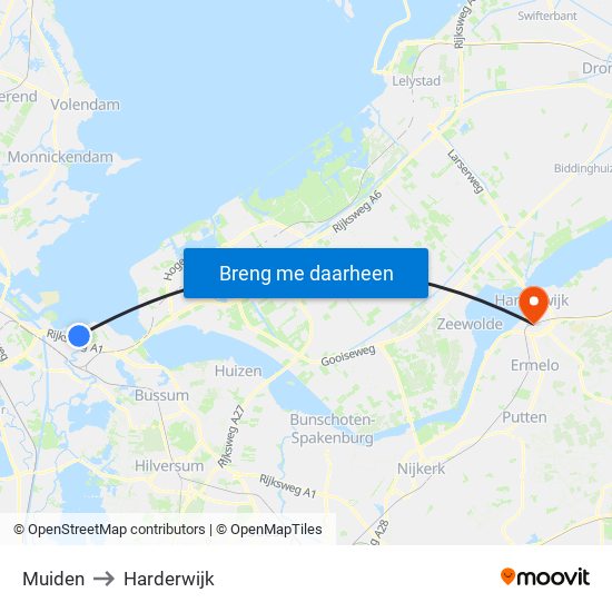 Muiden to Harderwijk map