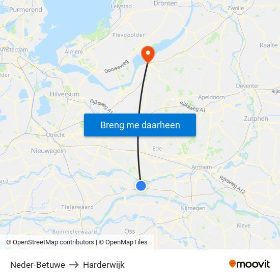 Neder-Betuwe to Harderwijk map