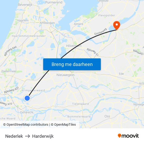 Nederlek to Harderwijk map