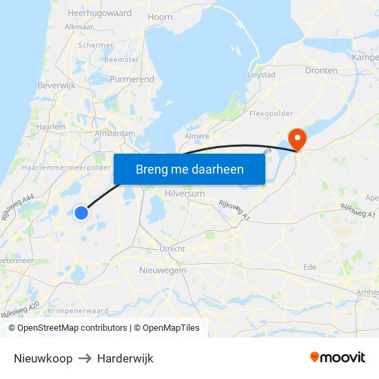 Nieuwkoop to Harderwijk map