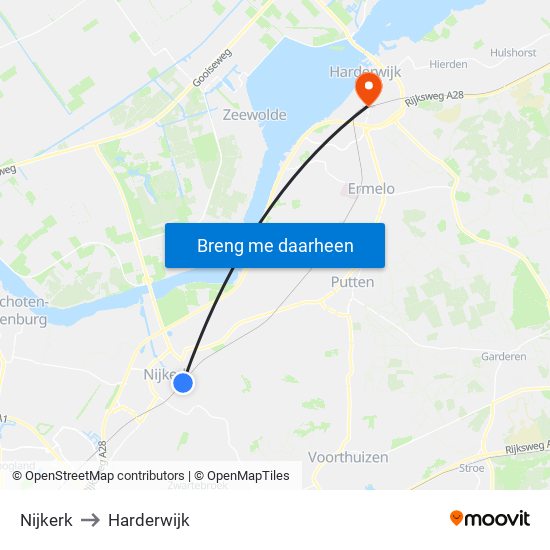 Nijkerk to Harderwijk map