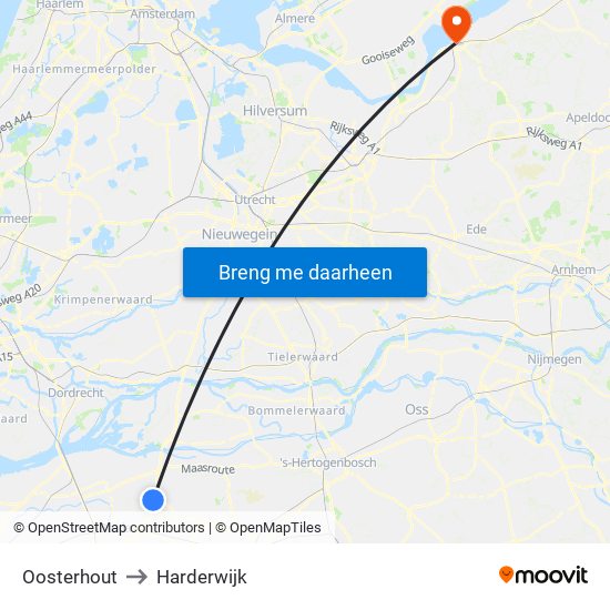Oosterhout to Harderwijk map