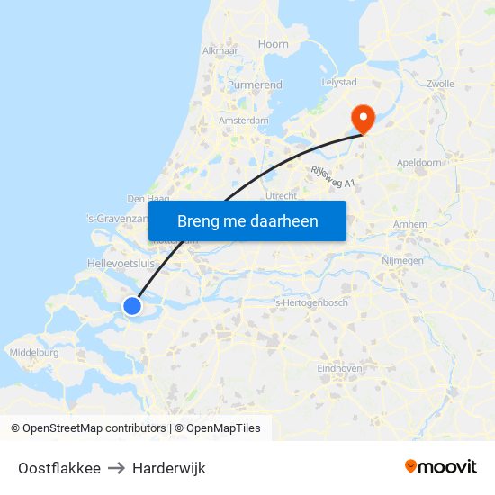 Oostflakkee to Harderwijk map